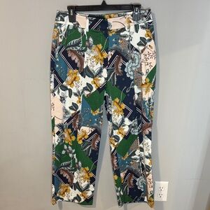 Anthropologie DREW Marianna Kelly Floral Cropped  Straight Leg Pants